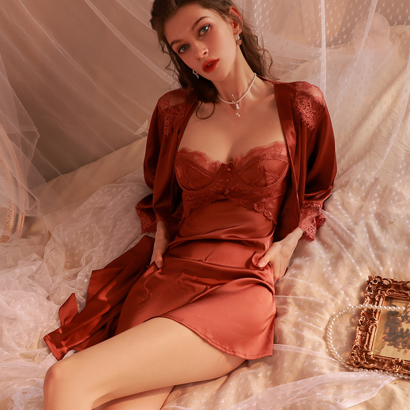 Transparent Lace Transparent Night Suit For Ladies Silk Night