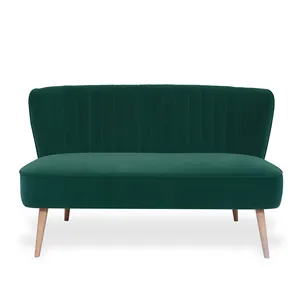 Laynsino sofa perabotan ruang tamu Modern tanpa sandaran lengan 2 tempat duduk kain berumbai beludru hijau