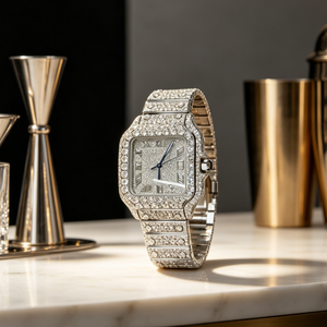 Reloj de Lujo Original de Alta Calidad con Moissanita, Cuadrado, Completamente con Diamantes, Resistente al Agua, Mecánico, con Certificado de Autenticidad - Product Image 1