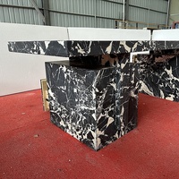 Bureau de direction en marbre Calacatta Viola noir, surface solide de luxe moderne, taille personnalisée, pierre véritable, bureau à domicile pour PDG