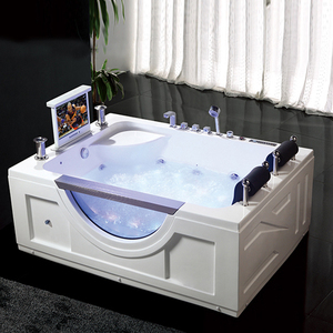 Moderna Bañera de Hidromasaje Independiente de Diseño Japonés con Jets de Aire, Diseño Rectangular de Vidrio para Villas con Accesorio de Drenaje - Product Image 4