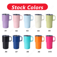 Vaso de Acero Inoxidable de 550 ml con Asa Sólida y Tapa Transparente, Admite Logotipo Personalizado, para Oficina, Auto, Bebidas Frías y Calientes Diarias