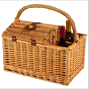 Canasta <span class=keywords><strong>de</strong></span> Mimbre Grande para Alimentos, Canasta <span class=keywords><strong>de</strong></span> <span class=keywords><strong>Picnic</strong></span> con Botella <span class=keywords><strong>de</strong></span> Vino para Actividades al Aire Libre o Fiestas con Amigos - Product Image 1