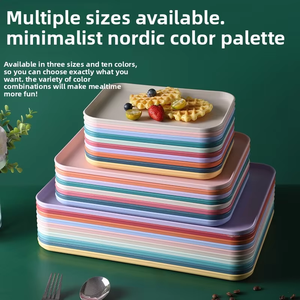 JY Creative Petit Plateau Écologique en Plastique PP, <span class=keywords><strong>Assiette</strong></span> en Paille <span class=keywords><strong>de</strong></span> Blé, Vaisselle pour Restaurant, Fruits, Snacks, Plats Préparés à Domicile, Durable et Élégant - Product Image 2