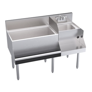 Poste de travail sous-bar avec bac à glace intégré plaque froide et évier de décharge sur le côté droit/gauche - Product Image 3