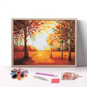 Best Kids Gift Choose Handcraft Warm Autumn Forest Abstract Picture DIY Diamond Painting With Tools
