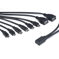 Kabel Pengisian Daya USB Tipe-C Female ke 2 USB-A Male 2x3A dengan Selubung PVC untuk Ponsel dan Tablet