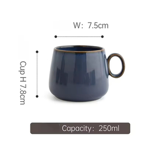 Taza de Cerámica Moderna Minimalista de Estilo Japonés para Café, Té o Leche con Acabado Brillante Azul/Marrón/Gris Claro Sostenible - Product Image 6