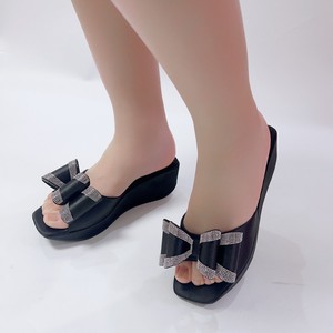 Nouvelles Tendances Xuanhui – Sandales Compensées à Plateforme et Nœud en Strass pour Femme, Modèle Été à Bout Carré - Product Image 2
