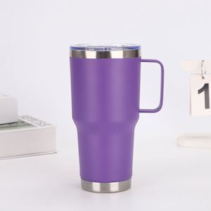 Customized 30oz Double Wall Stainless Steel Coffee Cup Vacuum Insulated Travel Tumbler with Lid and Metal Handle for Outdoors - Product Image 1