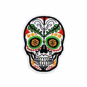 <b>Iron</b> on Mexico Style Embroidered Logo Rose Flower Skull Rose Patch - Product Image 5
