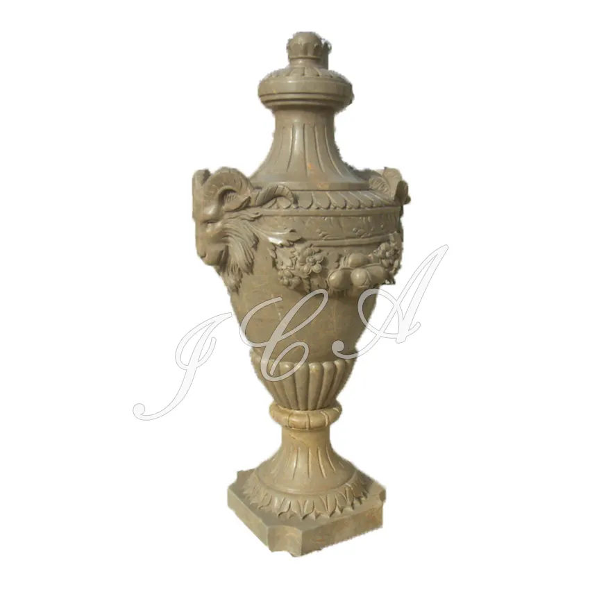 Yellow outdoor kunst stein marmor urnen blume dekorative vasen pflanzer topf