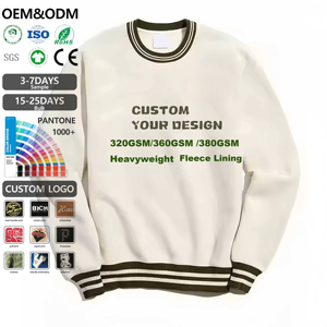 Sudaderas Personalizadas de Felpa 360GM Premium, Estilo Urbano Minimalista, con <span class=keywords><strong>Rayas</strong></span>, Puños y Dobladillo Acanalados, Cuello Redondo, Bordado, para <span class=keywords><strong>Hombre</strong></span> - Product Image 1