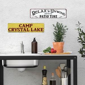 Ensemble de panneaux métalliques vintage Relax Unwind <span class=keywords><strong>Camp</strong></span> <span class=keywords><strong>Crystal</strong></span> <span class=keywords><strong>Lake</strong></span>, décoration murale rétro pour la maison, le patio, la cabane ou la maison de bord de mer - Product Image 4