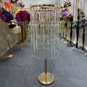 Décoration de table de banquet SMOOTH Events, perles de cristal pour plafond, support en métal doré, centre de table floral pour mariage - Product Image 2