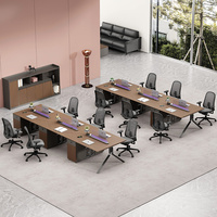 Estación de Trabajo de Oficina Modular Moderna y Ecológica para 4 Personas, Diseño de Paneles de Madera, Escritorio Comercial Independiente, Fácil de Ensamblar
