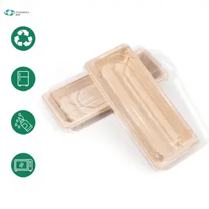 March Expo Top Seller Bagasse Biodegradable Square Food Container Paper Tableware Microwavable Lunch Tray