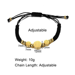 Acero inoxidable 18K chapado en oro religioso San Benito pulsera ajustable para mujer Cadena de cuerda católica para hombre regalo de Navidad - Product Image 6