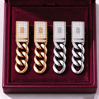Boucles d'oreilles pendantes et clous d'oreilles Monaco en argent massif 925 plaqué or 14K avec moissanite taille brillant qualité VVS1 et chaîne cubaine Miami