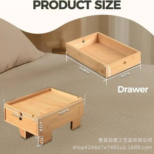 Bamboo Wood <b>Storage</b> <b>Tray</b> With Drawer Rectangle Standing Type For Desk Organization - Product Image 3