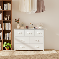 Commode de rangement classique blanche, meuble TV, 7 tiroirs de rangement en métal, structure métallique pour chambre, salon, couloir