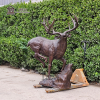 Statues d'animaux grandeur nature en bronze coulé TREVI, design personnalisé, cerf courant et sautant, sculpture pour l'extérieur