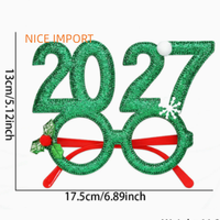 Lunettes de Noël créatives et amusantes Berry Green 2027 – Décoration de fête de Noël, monture de lunettes pour photos du Nouvel An