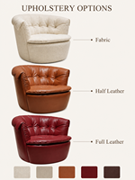 Fauteuil pivotant moderne en cuir ou tissu, style baril, pour salon, salle à manger, hôtel – Vente directe usine, OEM/ODM