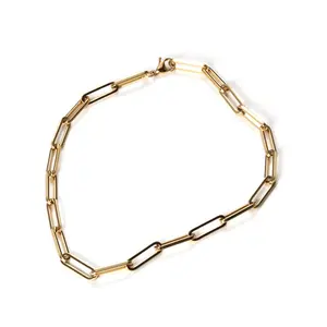Nikel ücretsiz PVD 18K altın dolu paslanmaz çelik Chokers bayanlar için basit Link zinciri kolye takı 2021