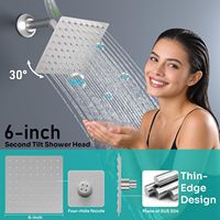 Système de douche thermostatique Homedec avec jet pluie et cascade, douchette à main 2-en-1, 6 jets latéraux, finition nickel brossé