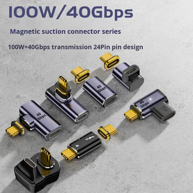 100W PD100W Magnetic Adapter TYPE-C4.0 Full Function 40Gbps High-Speed Transmission 8K60Hz Laptop/Camera/Phone OTG USB Aluminum