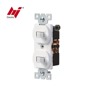 15A 120V Double Toggle Switch Wall Switch Comb. With Side Wire White Color