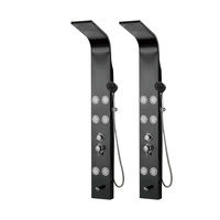 Colonne de douche murale noire en acier inoxydable pour salle de bain familiale simple Panneau de douche thermostatique réglable à plusieurs vitesses