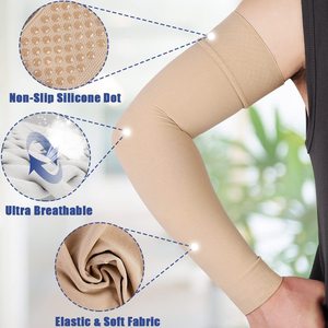 Protectores de Brazo de Silicona Deportivos con Compresión de 20-30 mmHg, Almohadillas para Codos y Mangas de Compresión, Suaves y con Logotipo Personalizable - Product Image 4