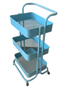 Three Tier Metal Salon Trolley Rolling <b>Storage</b> <b>Cart</b> with Handle and Wheels for Barber Shop Beauty Studio - Product Image 3