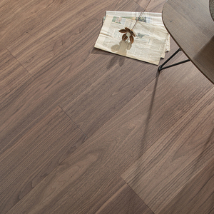 Plancher en bois dur stratifié EN717-1, lisse, laqué UV, noyer noir de qualité AB, silencieux, à clic, 15 mm de large, pour usage intérieur - Product Image 2