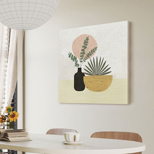 Modern Minimalist <b>Canvas</b> Art Print Square <b>Abstract</b> Plant Design For Living Room Or Bedroom Decor - Product Image 3