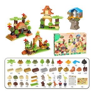 151ชิ้น DIY ป่าการเดินทางอาคารของเล่นสำหรับเด็กตลกการศึกษาสัตว์สวนบล็อกอาคารไดโนเสาร์ช้างและ Giraf - Product Image 4