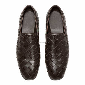 Zapatillas de Vestir Unisex de Cuero Genuino 100% Intreccia Sunday, Talla Grande 47, para Hombre y Mujer, Estilo Slip-on, Zapatos de Boda, Mocasines de Cuero Marrón - Product Image 2