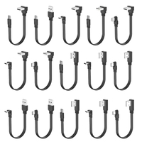 Câble USB vers Type C à angle droit de 90 degrés, plat, en cuivre étamé, cordon de charge rapide en silicone 2A, 10cm, 30cm, 50cm, 100cm