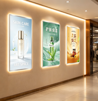 Cadre lumineux LED rectangulaire suspendu en aluminium pour affiches publicitaires, 5000 lumens, anti-poussière, pour restaurant
