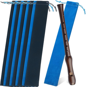 Paquete <span class=keywords><strong>de</strong></span> 10 Bolsas <span class=keywords><strong>de</strong></span> Almacenamiento para Flauta <span class=keywords><strong>de</strong></span> Gamuza, Bolsitas <span class=keywords><strong>de</strong></span> Terciopelo con Cordón (5 Negras + 5 Azules) 14.5 X 2.3 Pulgadas, Estuche Suave para Flauta - Product Image 1