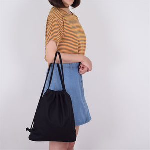 9Oz Thân Thiện Với Môi Tái Sử Dụng Bông Vải Ba Lô Màu Sắc Tùy Chỉnh Biểu Tượng Màu Đen Dây Kéo Dây Túi Phong Cách Gấp Cho Ngoài Trời Hàng Ngày - Product Image 3