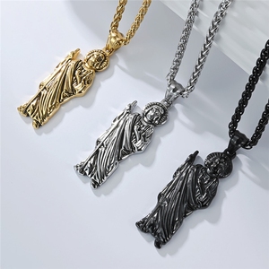 Colliers Pendentifs en Acier Inoxydable Hip Hop Religieux Saint Jude Jésus Catholique Chrétien Bijoux de Mode pour Hommes Femmes Vente en Gros - Product Image 1