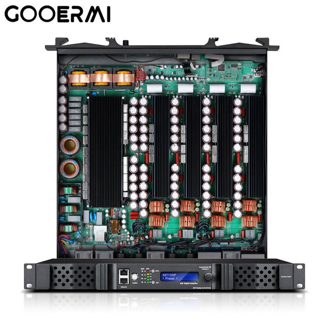 Professional Power Amplifier Class D 3500W High Power 1U 4CH GaN Active PFC Digital Audio Processor DSP FIR Dante Sound System