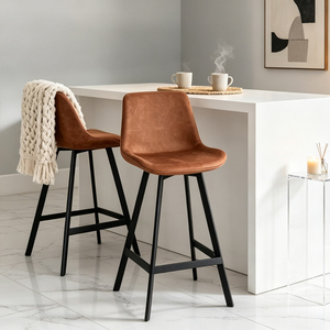 <span class=keywords><strong>Tabouret</strong></span> de bar de luxe en cuir PU avec pieds en <span class=keywords><strong>fer</strong></span> noir, repose-pieds, siège moderne de hauteur de comptoir pour la maison, la cuisine, les espaces commerciaux et les cafés - Product Image 1