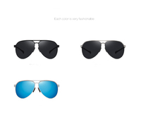 Lunettes de soleil classiques rétro à double barre UV400 pour hommes, polarisées, monture épaisse en métal, charnière à ressort, pour la conduite en extérieur et les voyages