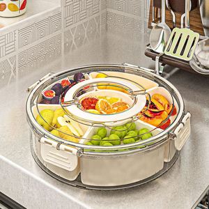 With Lid and Handle Box Platter for Fruit Candy <b>Snack</b> <b>Spinner</b> Divided Serving Tray Food Containers - Product Image 4