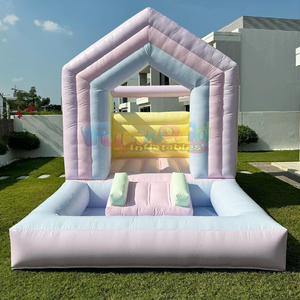 Castillo inflable comercial para niños, color rosa pastel, para fiestas al aire libre. - Product Image 6