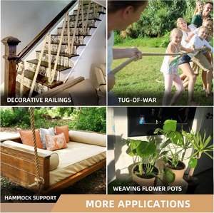 Corde en jute torsadée robuste, naturelle, pour artisanat, jardinage, emballage, escalade, <span class=keywords><strong>hamac</strong></span>, nautique, tirage à la main, balustrades, maison, manège - Product Image 4